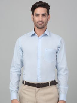 Cantabil - Men Sky Blue Solid Full Sleeves Formal Shirt