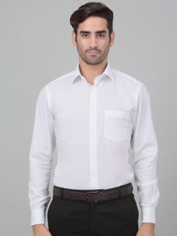 Cantabil - Men White Solid Full Sleeves Formal Shirt