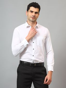Cantabil - Men White Solid Full Sleeves Formal Shirt