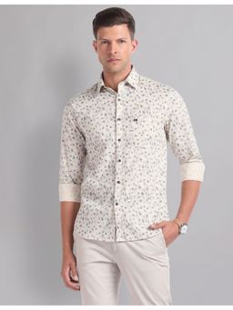 AD By Arvind - Printed Slim Fit White Casual Shirt