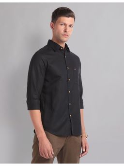 AD By Arvind - Cotton Linen Slim Black Casual Shirt