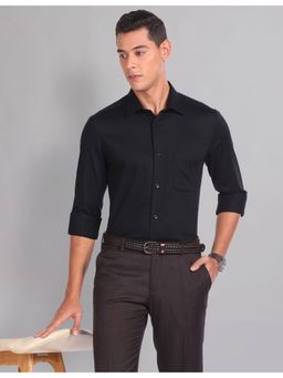 AD By Arvind - Cutaway Collar Black Dobby Formal Shirt