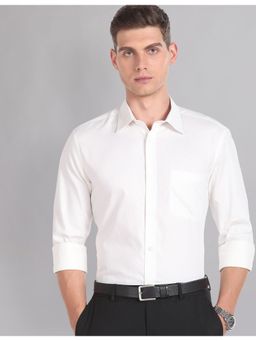 AD By Arvind - Dobby Regular Fit White Formal Shirt