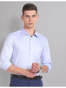 AD By Arvind - Dobby Regular Fit Blue Formal Shirt