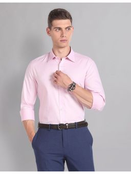 AD By Arvind - Dobby Pink Regular Fit Formal Shirt