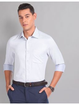 AD By Arvind - Vertical Stripe Twill Shirt Grey Formal Shirt