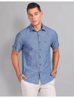AD By Arvind - Airsoft Striped Blue Performic Casual Shirt