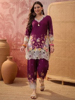 Four Steps - Digital Printed Purple Co-Ord Set