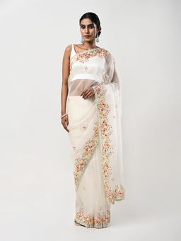 Kiash Hastshilpa - Alyssium: Resham Hand Embroidery Saree with Unstitched Blouse