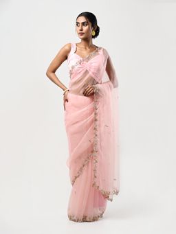 Kiash Hastshilpa - Apala: Zardozi and Zari Hand Embroidery Saree with Unstitched Blouse