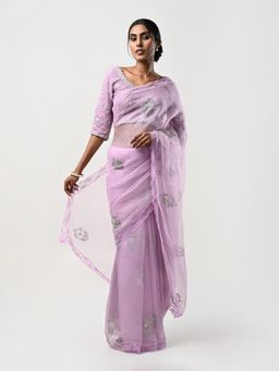 Kiash Hastshilpa - Heer: Zardozi and Cutdana Hand Embroidery Saree with Unstitched Blouse