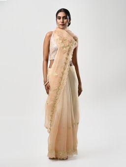Kiash Hastshilpa - Jalaj: Zari Thread Work Hand Embroidery Saree with Unstitched Blouse