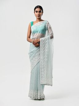 Kiash Hastshilpa - Jharoka: Beads Hand Embroidery Saree with Unstitched Blouse