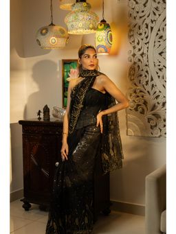 Kiash Hastshilpa - Kanak Gehua: Zari Thread Work Hand Embroidery Saree with Unstitched Blouse