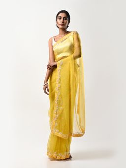 Kiash Hastshilpa - Kairi: Beads and Pearl Hand Embroidery Saree with Unstitched Blouse