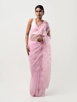 Kiash Hastshilpa - Khwabeeda: Resham Thread Work Hand Embroidery Saree with Unstitched Blouse
