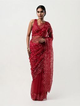 Kiash Hastshilpa - Khwabeeda: Resham Thread Work Jaal Saree with Unstitched Blouse