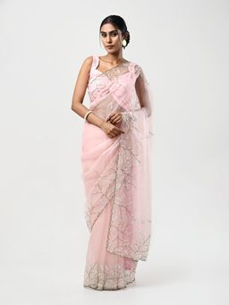 Kiash Hastshilpa - Lavender Fields: Sequins and Cutdana Hand Embroidery Saree with Unstitched Blouse