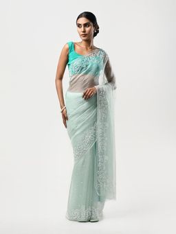 Kiash Hastshilpa - Nithila: Beads Hand Embroidery Saree with Unstitched Blouse