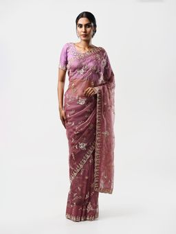 Kiash Hastshilpa - Tarika: Cutdana and Sequins All Over Jaal Saree with Unstitched Blouse