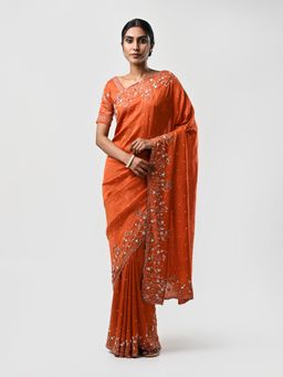 Kiash Hastshilpa - Avaia: Pure Mulberry Silk Thread Work Hand Embroidery Saree with Unstitched Blouse