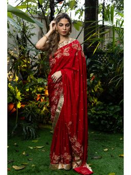 Kiash Hastshilpa - Kamal: Pure Mulberry Silk Hand Embroidery Saree with Unstitched Blouse