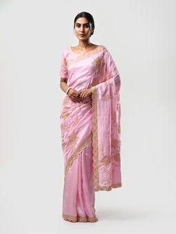 Kiash Hastshilpa - Miorah: Pure Mulberry Silk Zari Hand Embroidery Saree with Unstitched Blouse