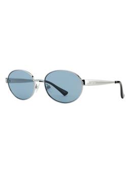 Opium Eyewear - Torn Oval Silver Frame Sunglasses (Op-10477) (56)