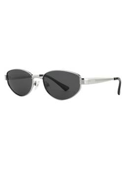 Opium Eyewear - Lina Oval Silver Frame Sunglasses (Op-10478) (56)
