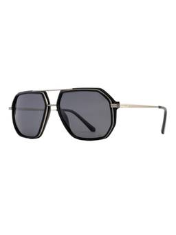 Opium Eyewear - Xeno Aviator Silver Frame Sunglasses (Op-10505) (58)
