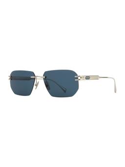 Opium Eyewear - Moss Rectangle Silver Frame Sunglasses (Op-10506) (58)