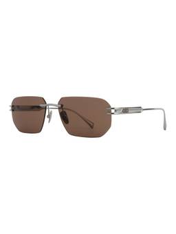 Opium Eyewear - Moss Rectangle Silver Frame Sunglasses (Op-10506) (58)