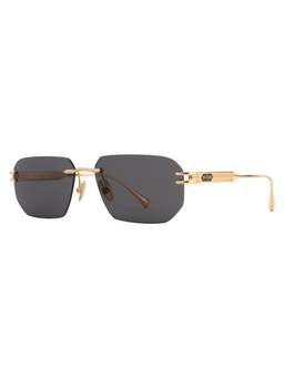 Opium Eyewear - Moss Rectangle Gold Frame Sunglasses (Op-10506) (58)