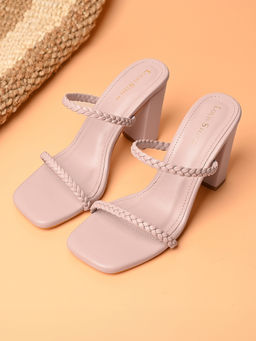 Louis Stitch - Women Pink Open Square Toe Block Lightweight Sandal Heels