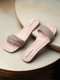 Louis Stitch - Women Nude & Pink Shiny Strap Flats