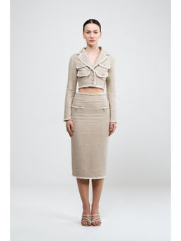 SOTBELLA - Fringe Detail Beige Co-Ord (Set of 2)