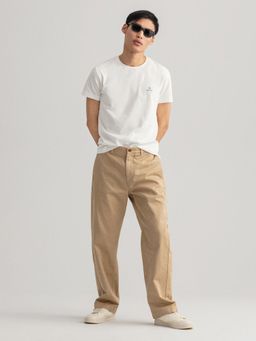 GANT - Men White Solid Regular Crew T-shirt