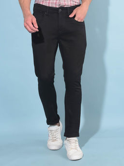 CRIMSOUNE CLUB - Mens Black Skinny Cotton Jeans