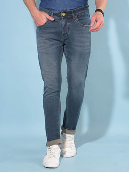 CRIMSOUNE CLUB - Mens Blue Skinny Cotton Jeans