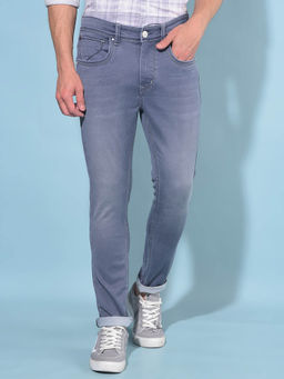 CRIMSOUNE CLUB - Mens Grey Skinny Cotton Jeans