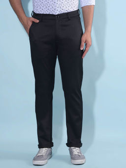 CRIMSOUNE CLUB - Mens Black Regular Cotton Trousers