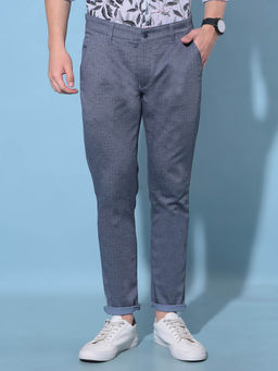 CRIMSOUNE CLUB - Mens Blue Cotton Trousers