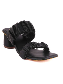 Rubeezz - Stripes Black Block Heels
