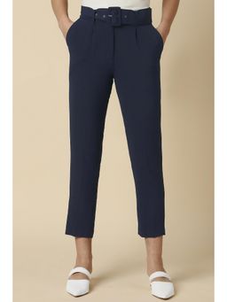 Allen Solly - Women Polyester Textured Regular Fit Black Trouser