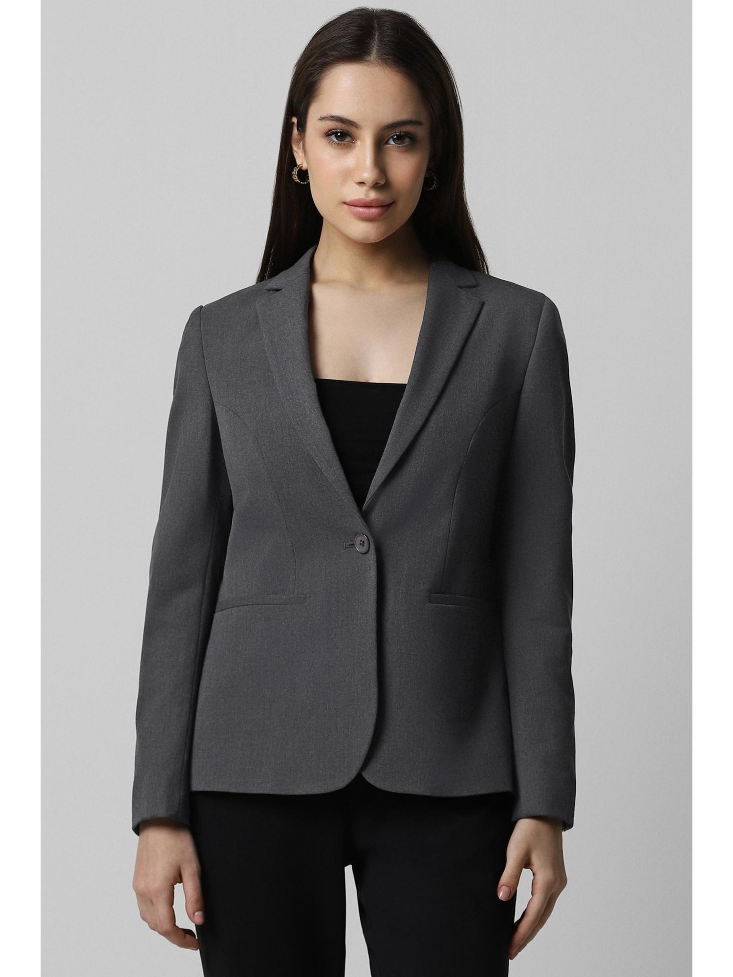 van heusen Women Grey Textured Blazer-picture-12