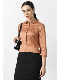 Van Heusen - Women Rust Solid Three Fourth Sleeves Formal Shirt