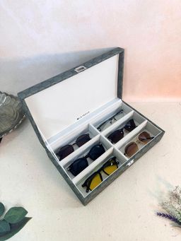 La Trove - Elegant Vegan 6 Slot Sunglass Organiser Box With Closed Top Olive Green