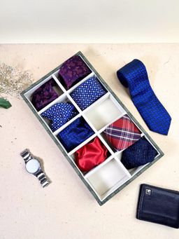 La Trove - Olive Vegan Designer Leather 10 Slot Tie Pocket Square Organizer