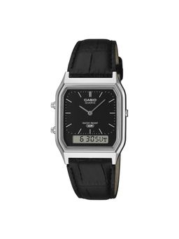 Casio - Unisex Genuine Leather Black Analog - Digital Casual Watch AQ-230EL-1ADF (Medium)