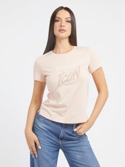 Guess - Pink Pure Cotton Printed Round Neck T-Shirt
